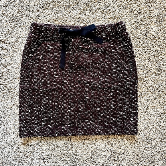 NWT, LOFT Drawstring Pocket Skirt, Burgundy, Small - Picture 3 of 5